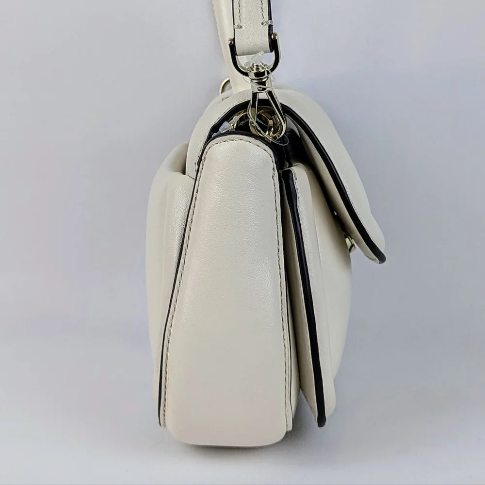 kate spade Puffy Mini Handle Crossbody Bag Leather Parchment Winter White NWT - Picture 5 of 13